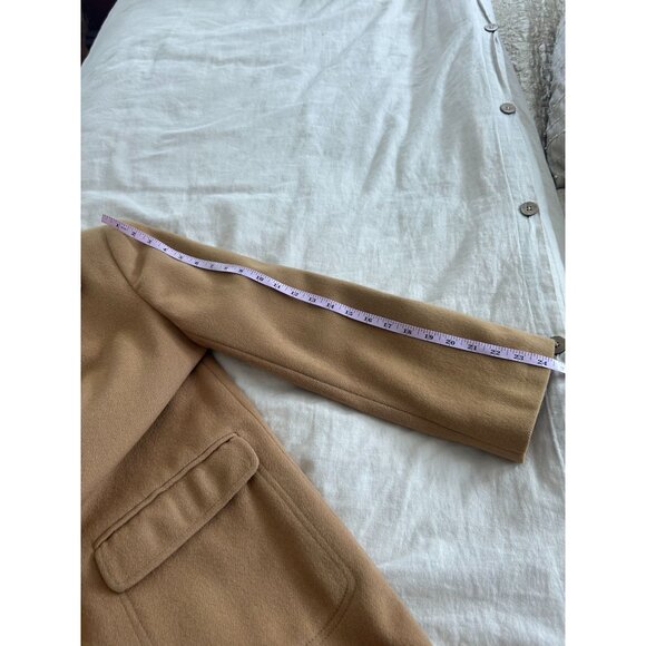 Womens Camel Wool Blend Button-Front Coat - Picture 10 of 10